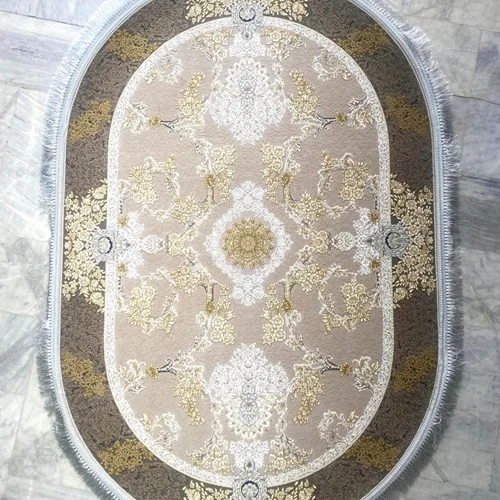 قالیچه فرش ماشینی ۱۲۰۰ شانه کد 15613 بیضی