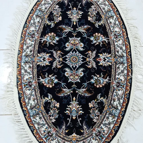 قالیچه فرش بیضی ۱/۲ متری افشان سرمه ای ۷۰۰ شانه اصل