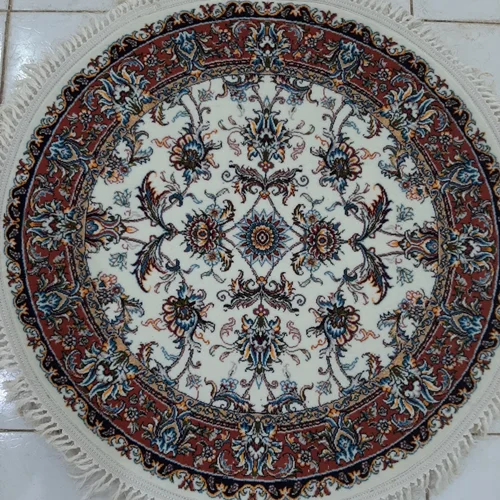 قالیچه فرش دایره با قطر 1/5 متر افشان صبا کرم ۷۰۰ شانه اصل ارسال پس کرایه