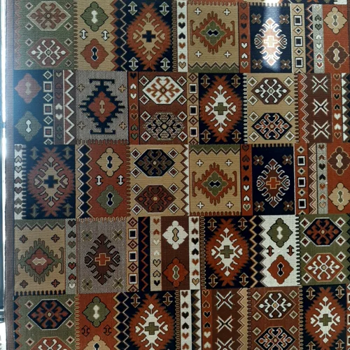 گلیم ساده ۴ متری رنگ سرمه ای طرح خشتی